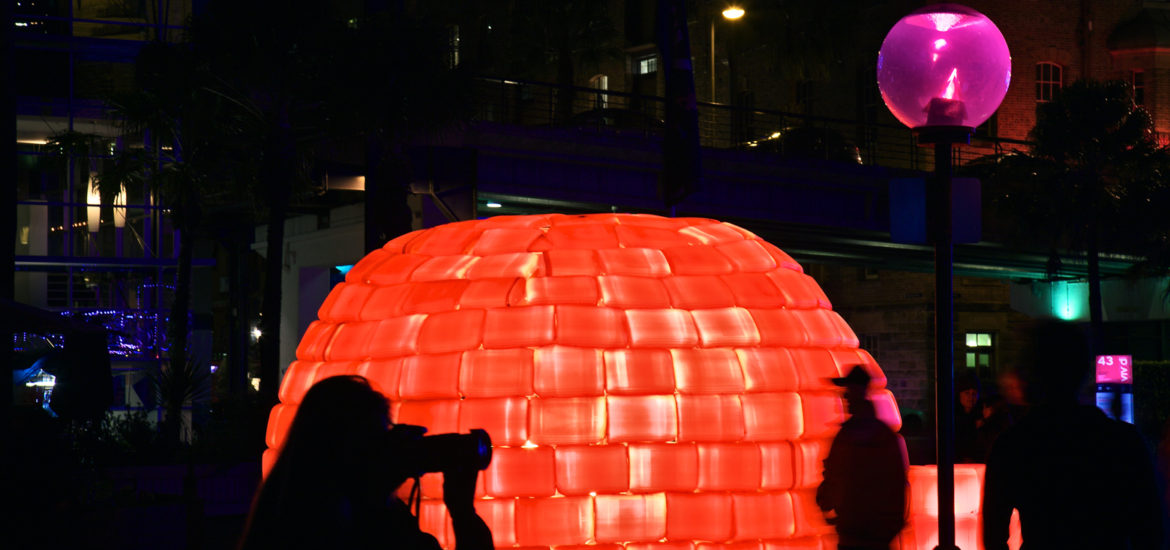 Against Red, Australian Urban Living, Red Art Installation, Silhouette Figures, Silhouette, Vivid