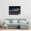 Wall art print featuring bridge climbers at the Sydney Harbour Bridge with the Park Hyatt hotel in the background, captured in a cropped, dynamic composition