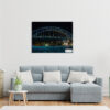 Vivid Sydney, a close up of the Harbour Bridge showing the north Sydney Skyline and Luna Park. Wall Art Prints for home and office decor.