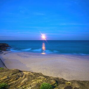 Moonrise over Bronte Beach, Sydney, Australia.