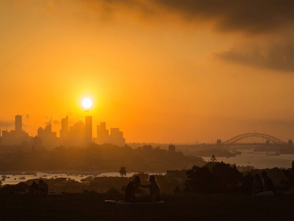 Stunning Orange Sunset with Sydney Harbour Skyline