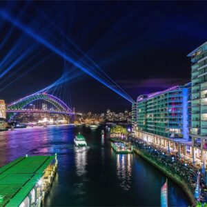 Vivid Sydney lights up The Bennelong Apartments, Circular Quay.