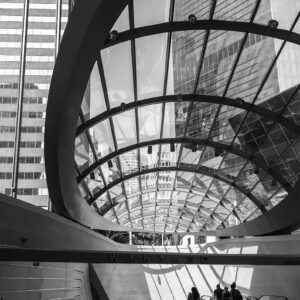 Architectural photography of Sydney Wynyard Walk Tunnel canopy in black and white for wall decor