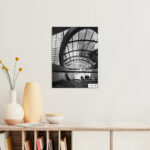 Architectural photography of Sydney Wynyard Walk Tunnel canopy in black and white for wall decor