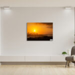 Sunset over Sydney Harbour cityscape wall art print, perfect for home decor and travel gifts.