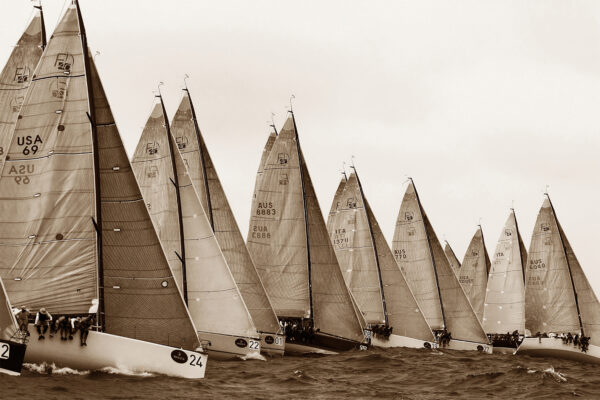 Yachts practising in Sydney for the Rolex Pre-World Farr 40 Championships with Prince Frederick