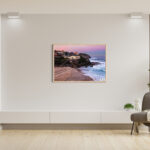 Wall art photo print of a pink sunset over Tamarama Beach, perfect for adding a serene coastal vibe to any room.