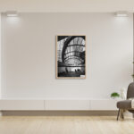 Architectural photography of Sydney Wynyard Walk Tunnel canopy in black and white for wall decor