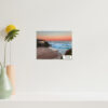 Coastal wall art print of Tamarama Beach with a vibrant orange glow capturing the serene beauty of the Sydney shoreline.