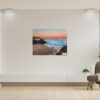 Coastal wall art print of Tamarama Beach with a vibrant orange glow capturing the serene beauty of the Sydney shoreline.