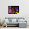 Vivid Urban Glow featuring multi-colored CBD skyscrapers, architectural wall art for modern office and home decor.