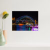 Vivid Sydney Lights featuring the illuminated Sydney Harbour Bridge, perfect for home and office wall decor. Bright and vibrant colors capturing the energy of Sydney’s iconic landmarks during the famous light festival.