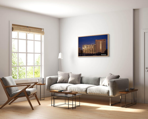 Golden Hour view of Bennelong Apartments in Sydney, showcasing a stunning cityscape. Ideal wall art for office and home decor.