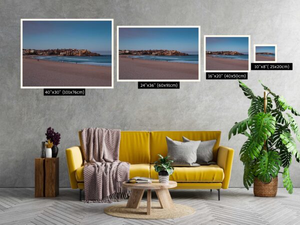 Bondi Beach empty, showing showing the apartments at Ben Buckler.