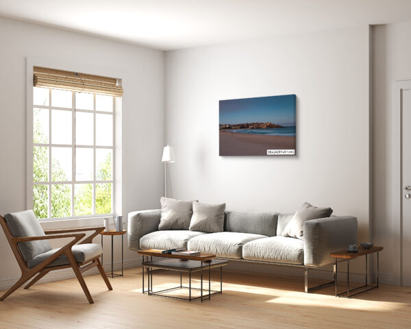 Bondi Beach empty, showing showing the apartments at Ben Buckler.