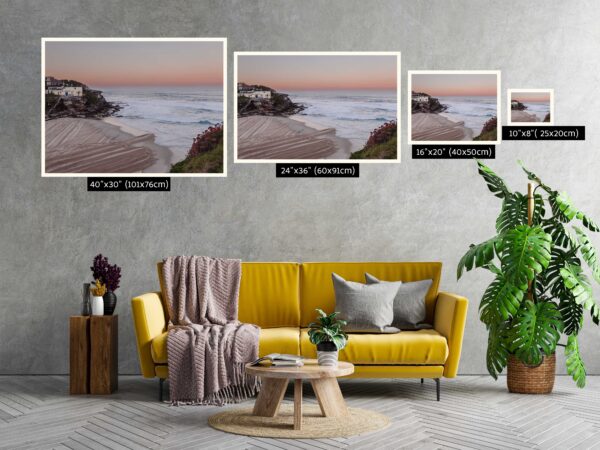 Tamarama Beach at Sunset – Orange Glow Wall Art Print, Coastal Decor Photography