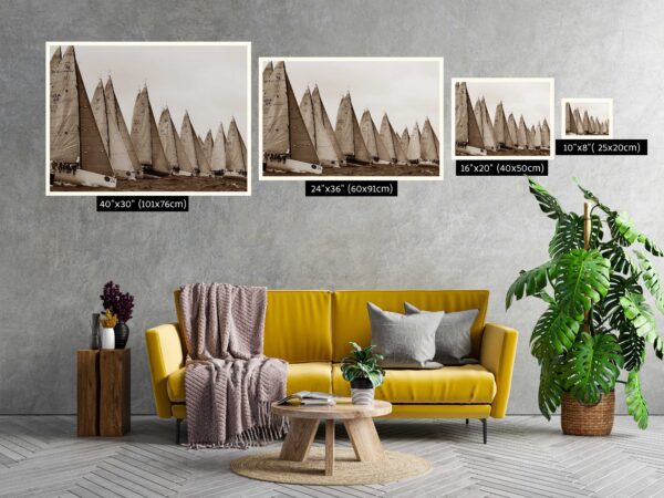Sydney Yacht Race Farr 40 Championship print featuring sailing yachts on the ocean, nautical wall art for yacht decor and maritime enthusiasts.