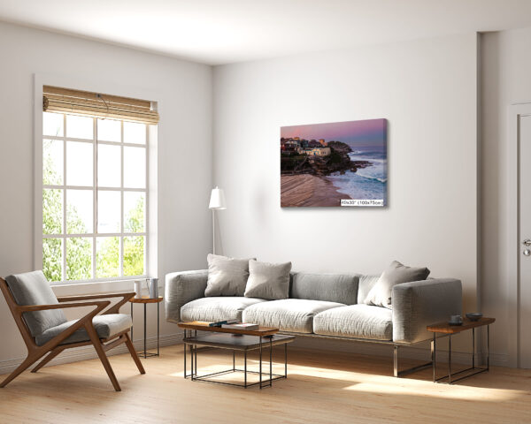 Tamarama Beach wall art print featuring coastal scenery in Sydney, perfect for modern home or office decor.