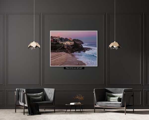 Tamarama Beach wall art print featuring coastal scenery in Sydney, perfect for modern home or office decor.