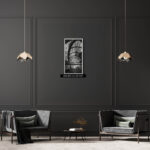Black and white photograph of Wynyard Walk canopy in Sydney, featuring modern architectural lines – wall art print for home or office decor.