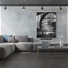 Black and white photograph of Wynyard Walk canopy in Sydney, featuring modern architectural lines – wall art print for home or office decor.