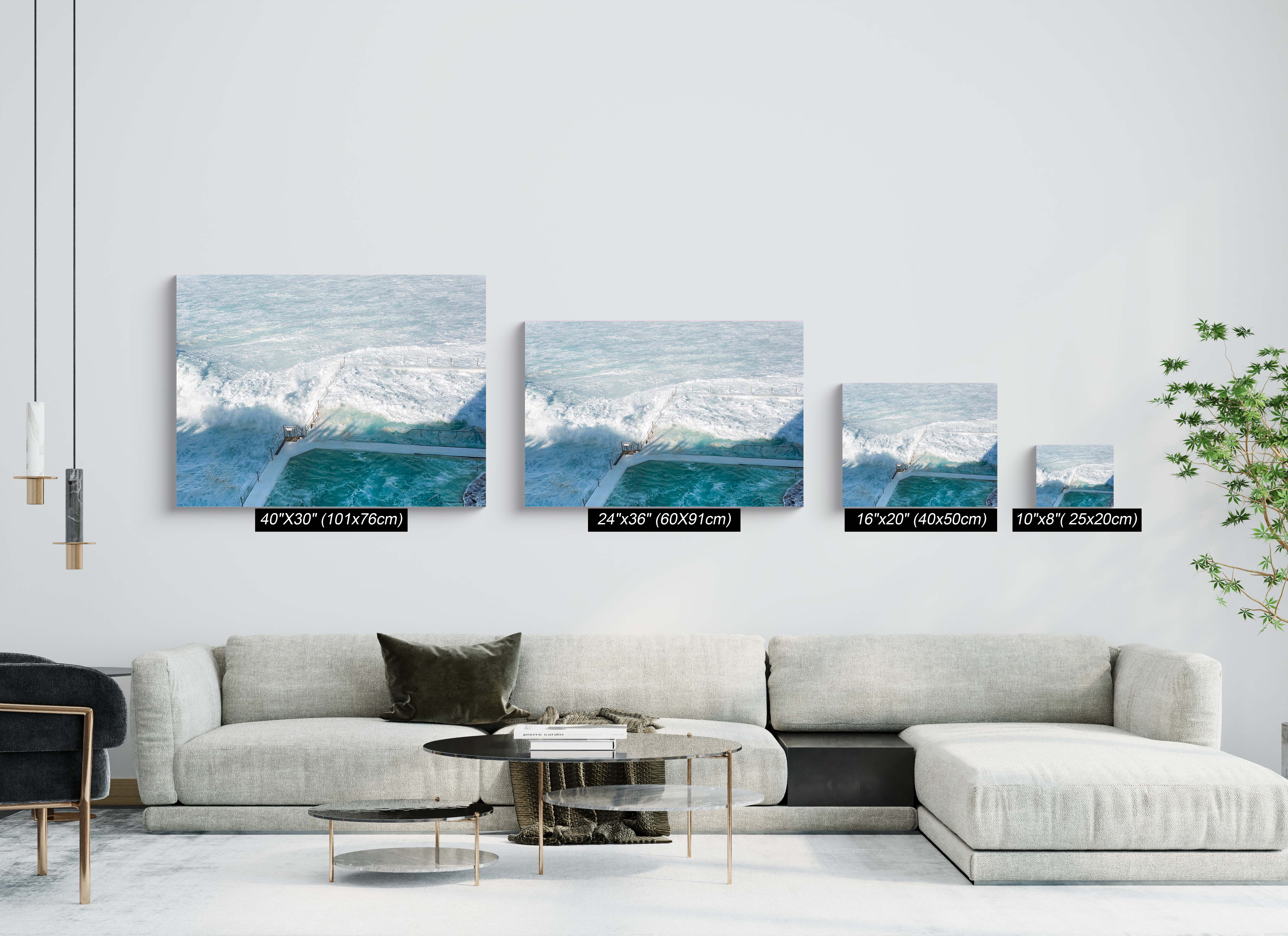 Bondi Icebergs ocean pool with waves crashing over edge, Sydney coastal photography print