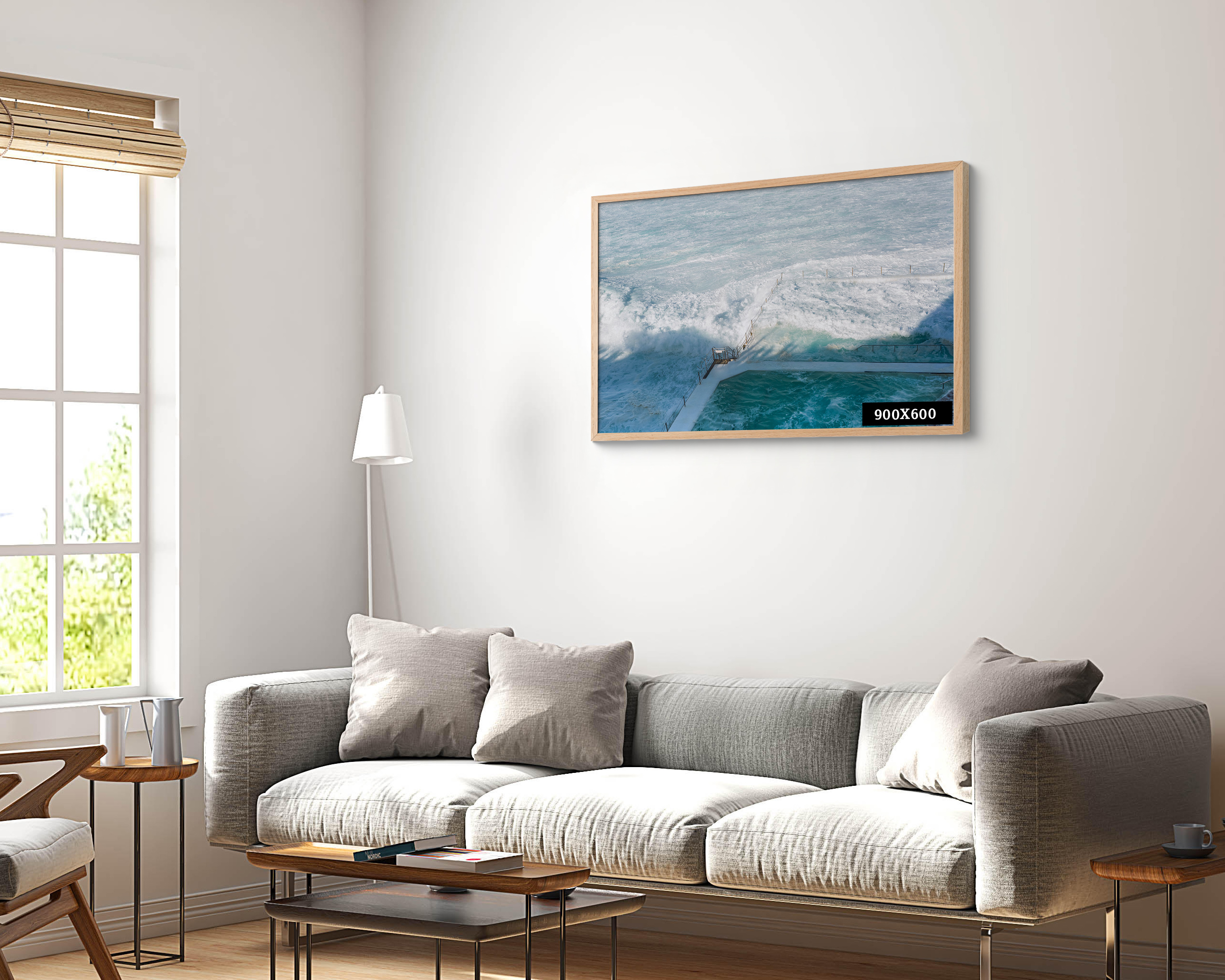 Bondi Icebergs ocean pool with waves crashing over edge, Sydney coastal photography print