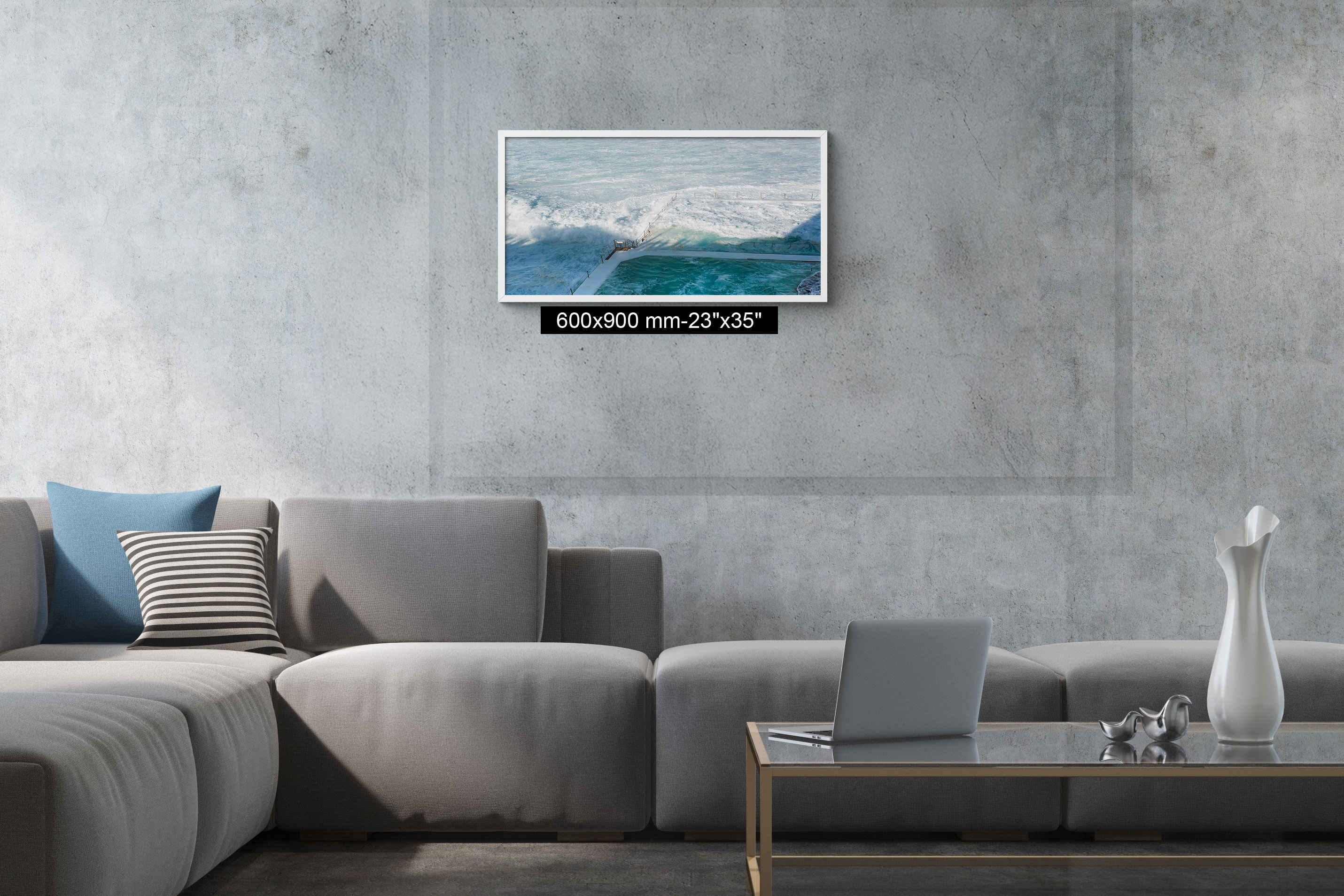 Bondi Icebergs ocean pool with waves crashing over edge, Sydney coastal photography print