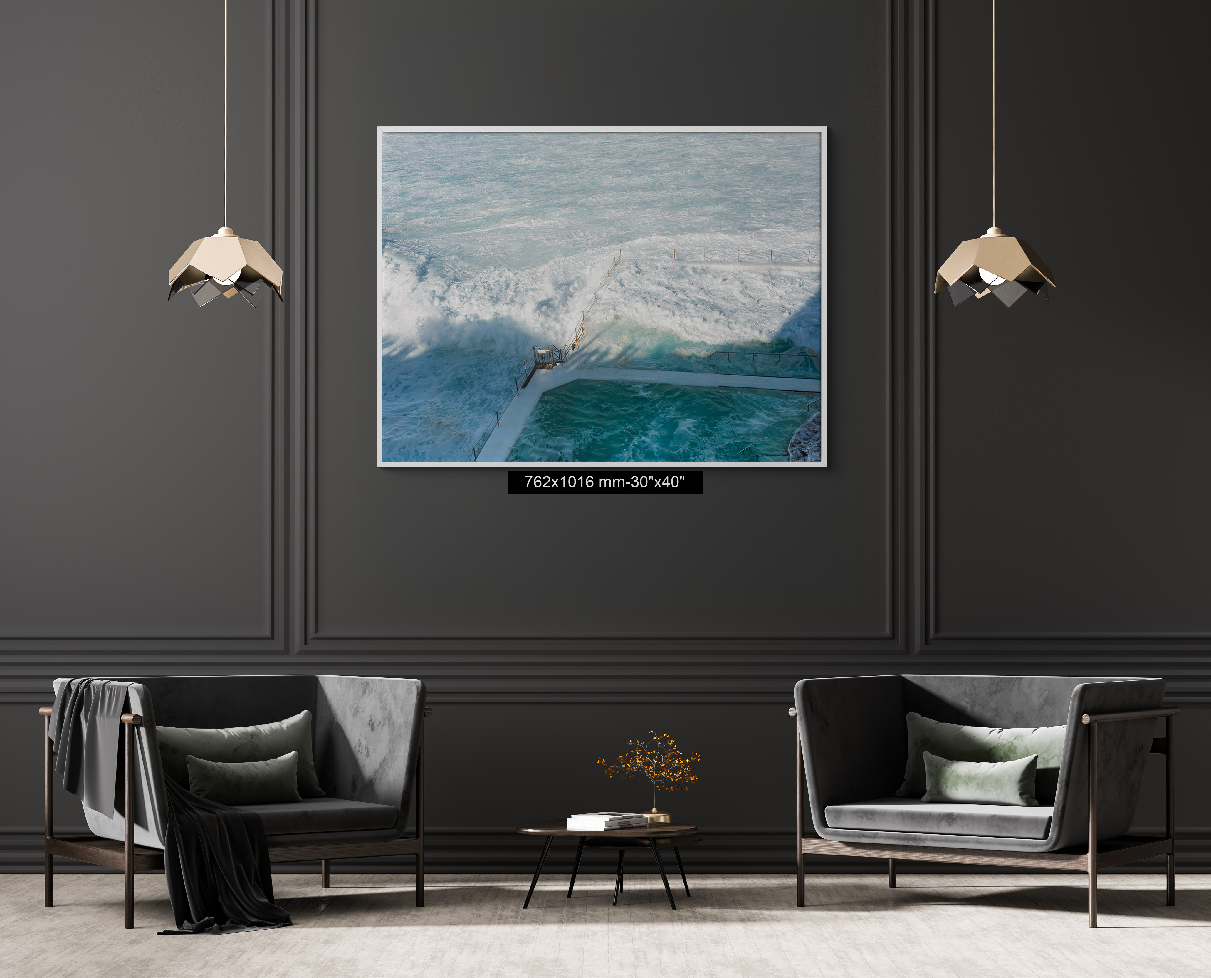Bondi Icebergs ocean pool with waves crashing over edge, Sydney coastal photography print