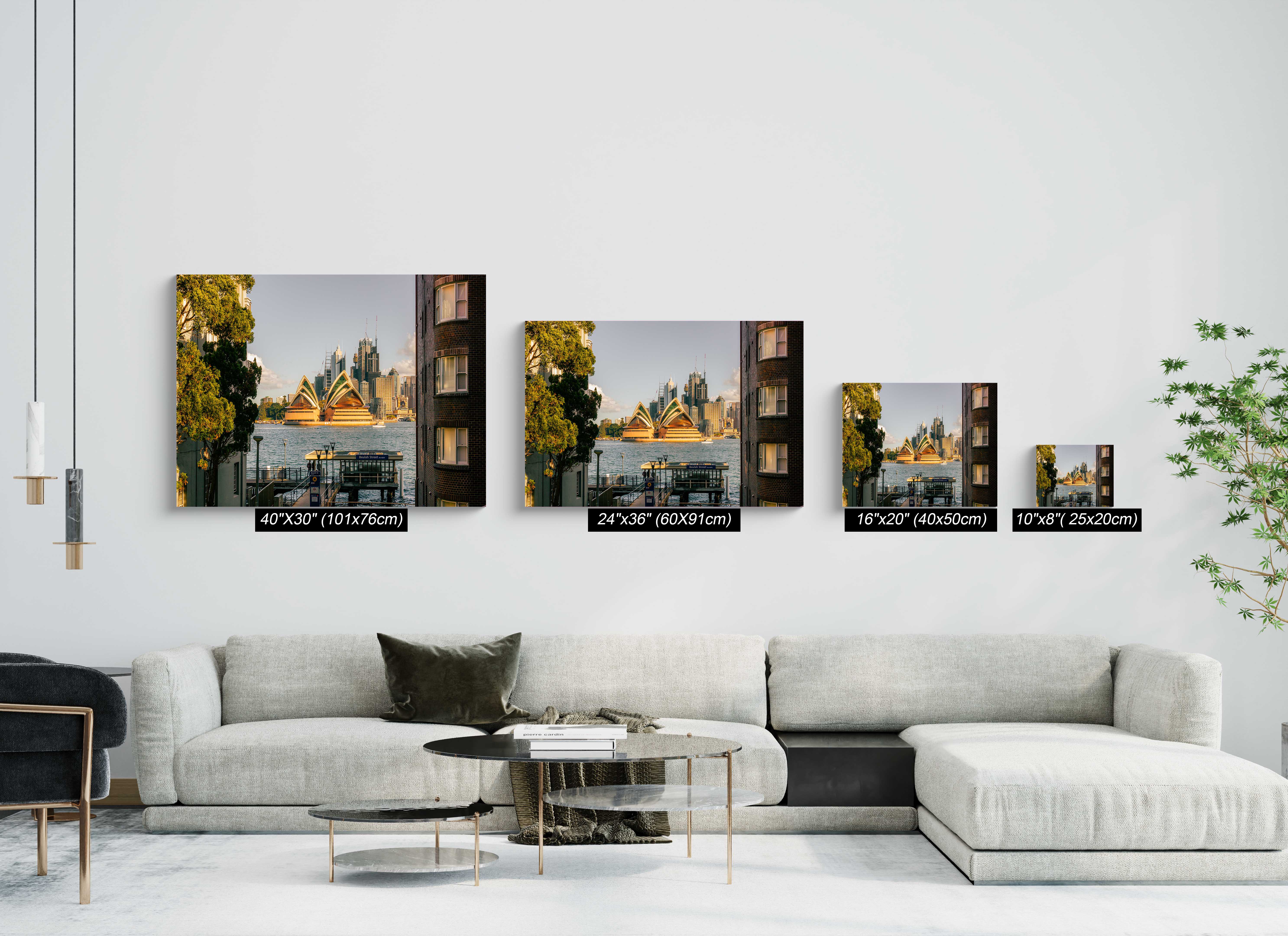 Sydney Opera House Kirribilli wall art displayed in a modern living room
